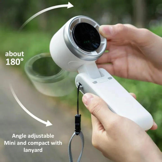 Handheld Folding Turbo Fan With 5 Speed Adjustment Portable Rechargeable Cooling Device